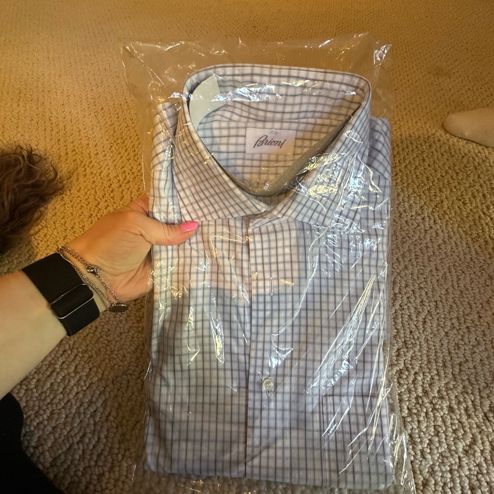 Brioni Blue Checkered Men's Shirt
